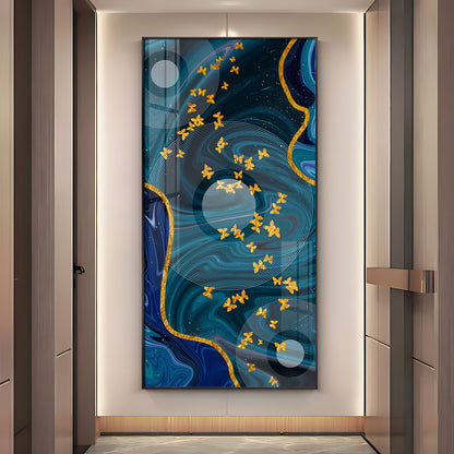 Elegance Of Golden Butterfly Premium Acrylic Vertical Wall Art