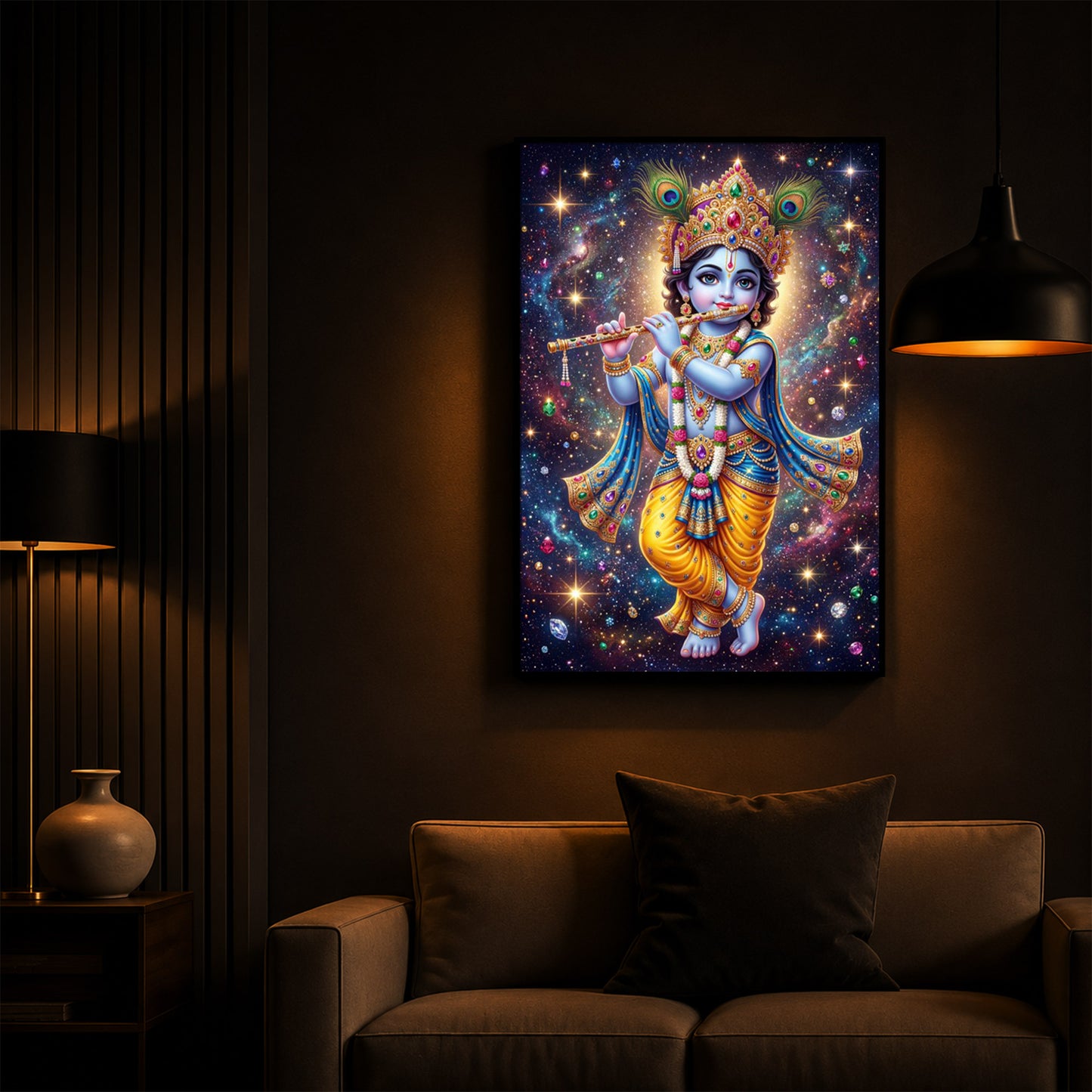 Bal Shree Krishna Modern Luxury Backlight Vertical Wall Art