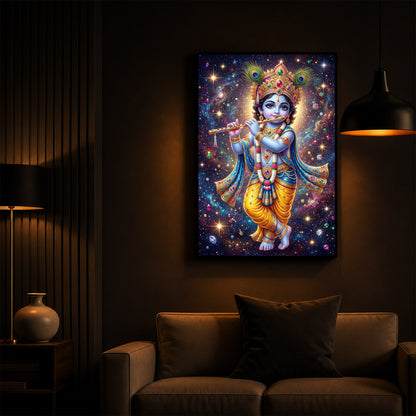 Bal Shree Krishna Modern Luxury Backlight Vertical Wall Art