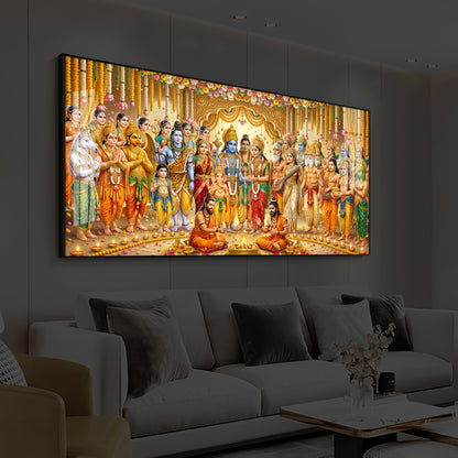 Divine Depiction of Shrinivasa Kalyanam Modern Luxury Backlight Horizontal Wall Art