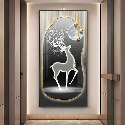Silver Deer’s Gaze Premium Acrylic Vertical Wall Art