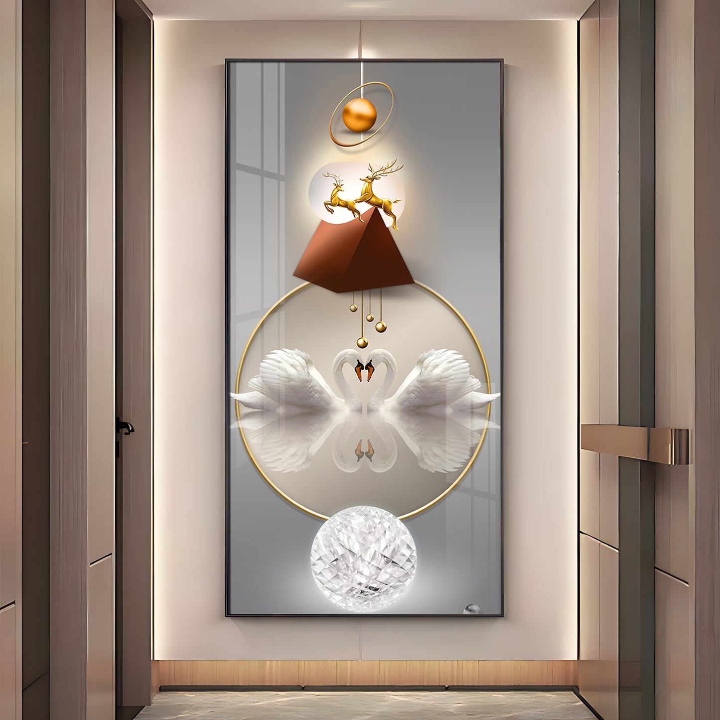Reflective Elegance Premium Acrylic Vertical Wall Art