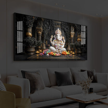 Lord Ganesha Modern Luxury Backlight Horizontal Wall Art