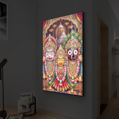 Blessings Of Lord Jagannath Modern Luxury Backlight Vertical Wall Art