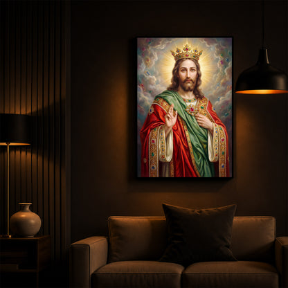 Christ The King Jesus Modern Luxury Backlight Vertical Wall Art