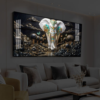 Majestic Elephant Modern Luxury Backlight Horizontal Wall Art