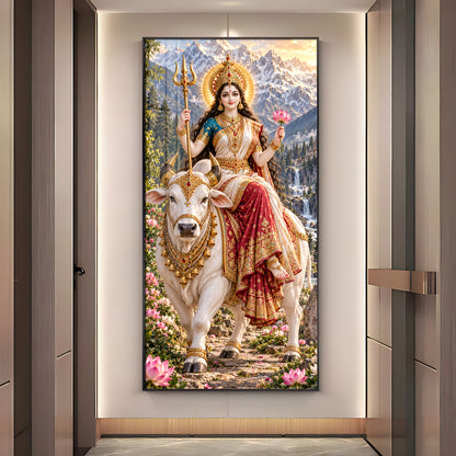 Maa Shailputri Premium Acrylic Vertical Wall Art
