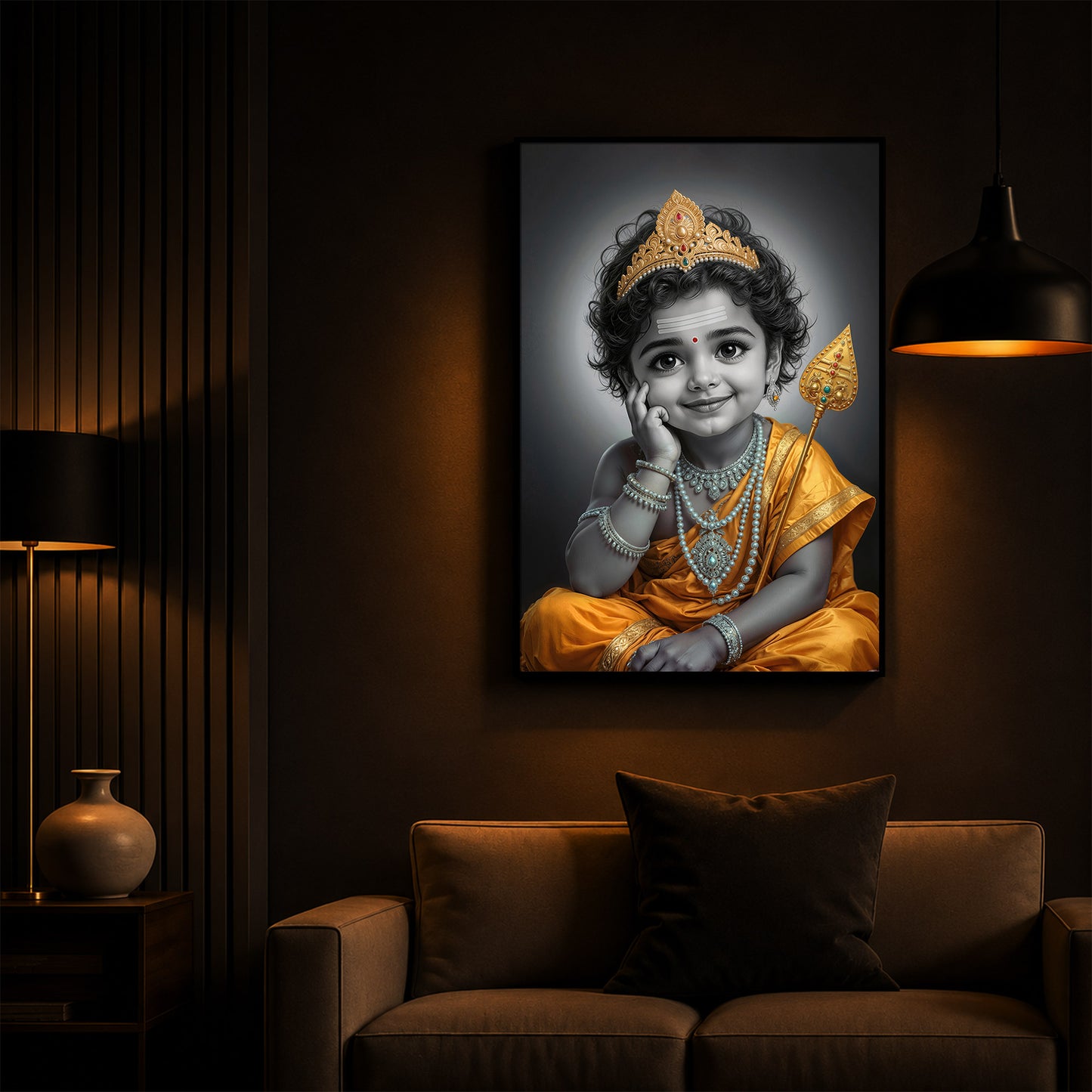Little Murugan Modern Luxury Backlight Vertical Wall Art