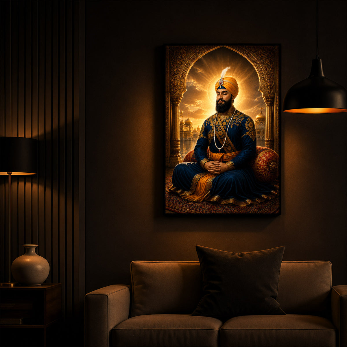 Majestic Guru Gobind Singh Ji Modern Luxury Backlight Vertical Wall Art