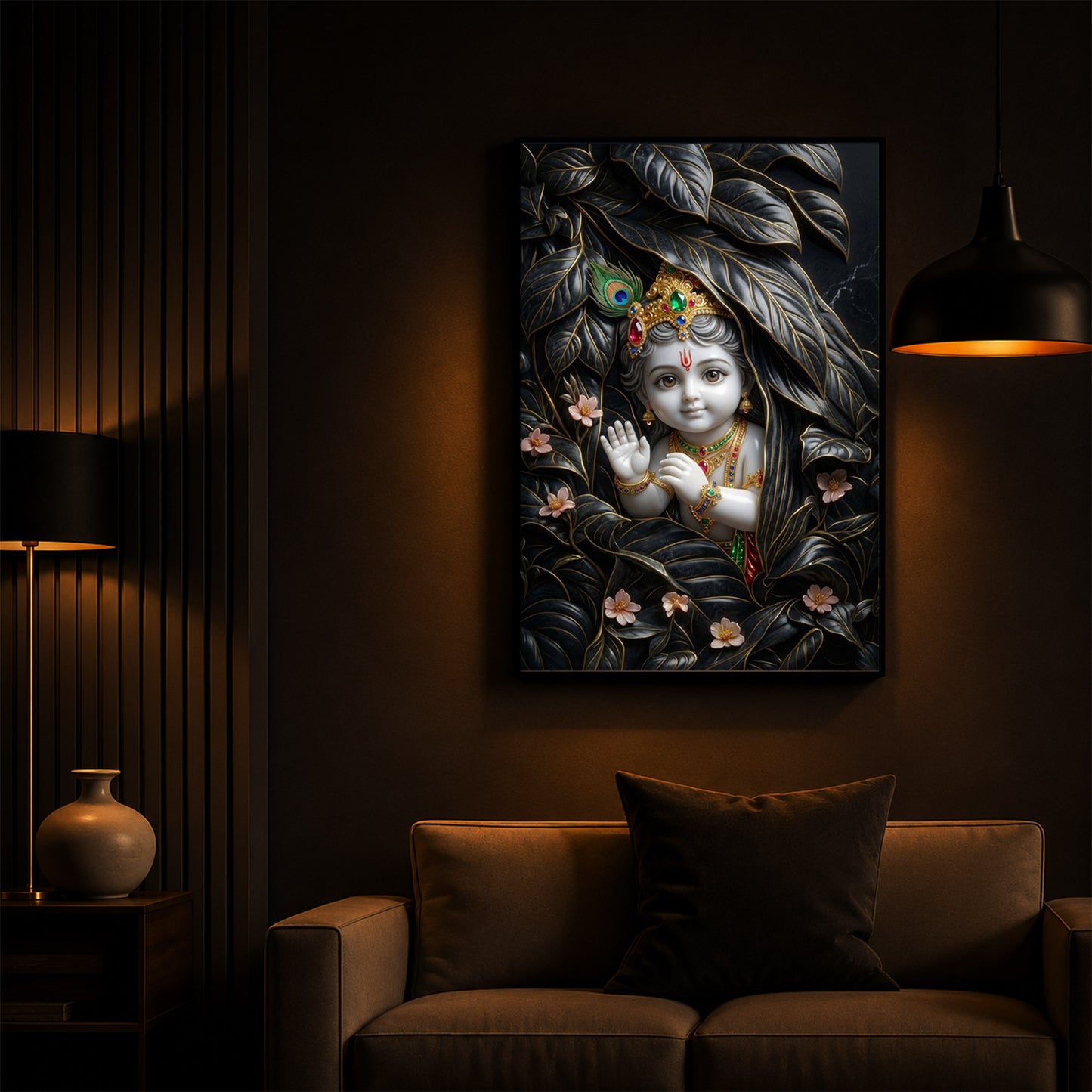 Baby Krishna Modern Luxury Backlight Vertical Wall Art
