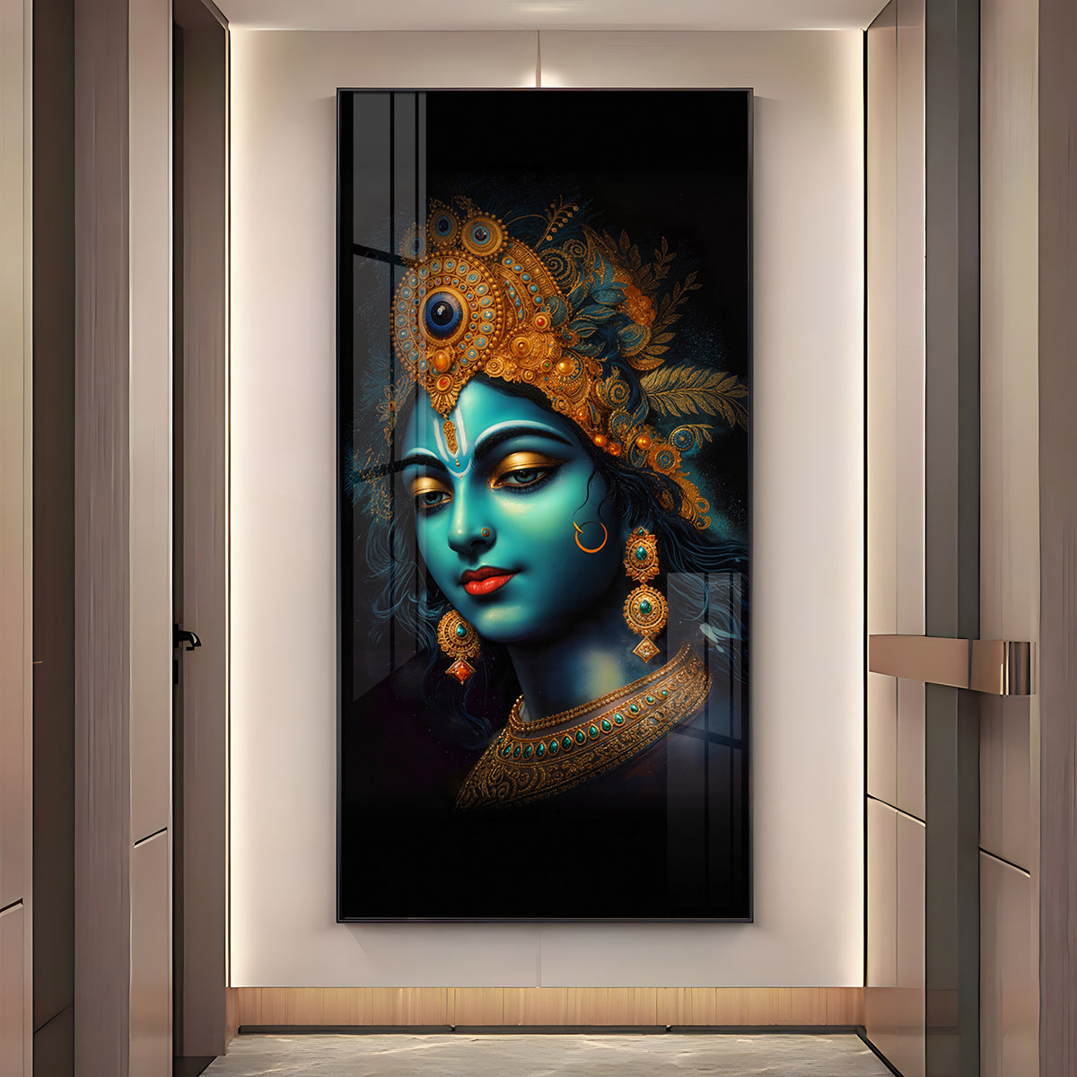 Lord Shree Krishna Premium Acrylic Vertical Wall Art