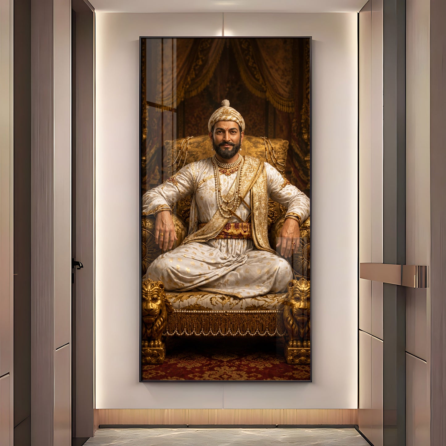 Maratha King Shivaji Maharaj Premium Acrylic Vertical Wall Art