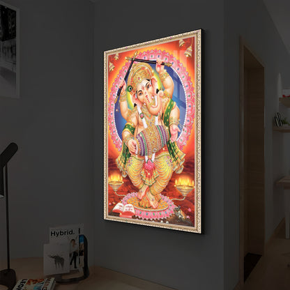 Hindu Bhagwan Ganesh Ji Modern Luxury Backlight Vertical Wall Art
