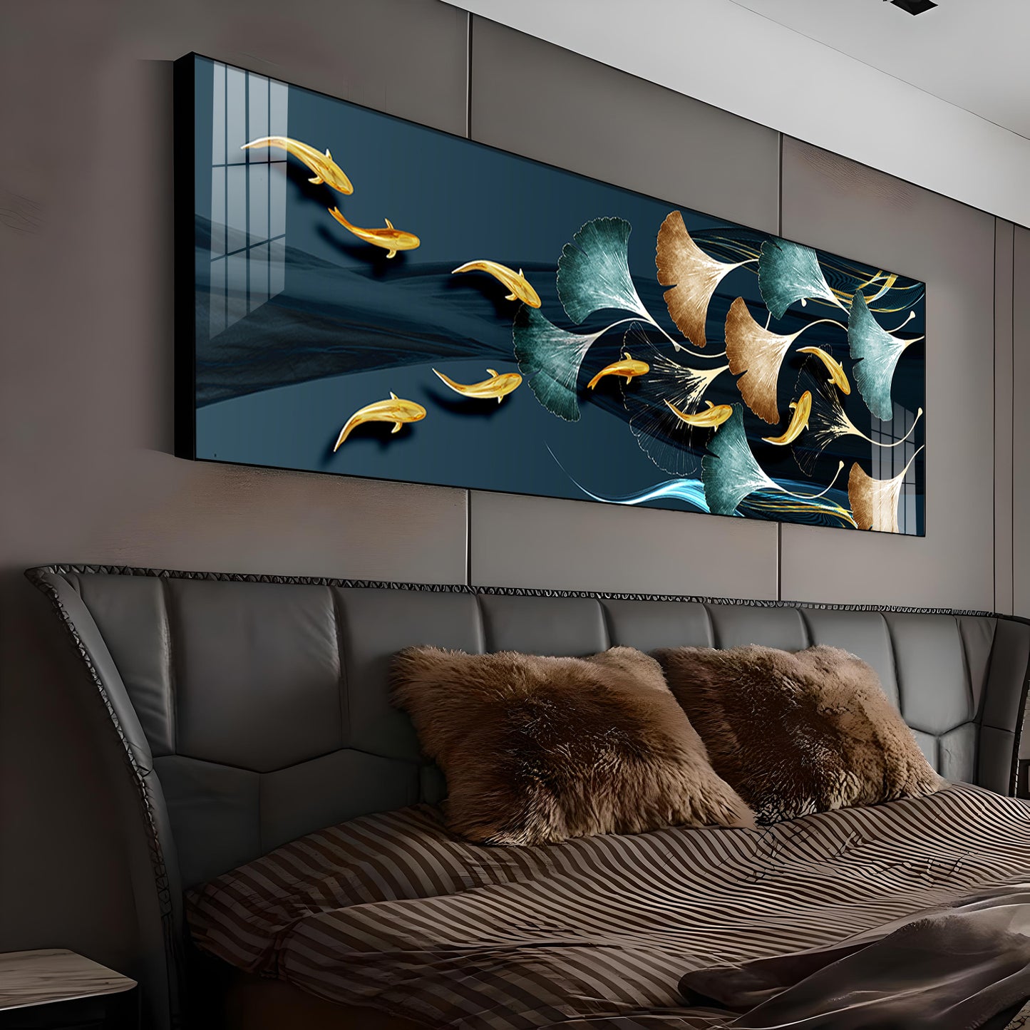 Glittering Goldfish Gala Premium Acrylic Horizontal Wall Art