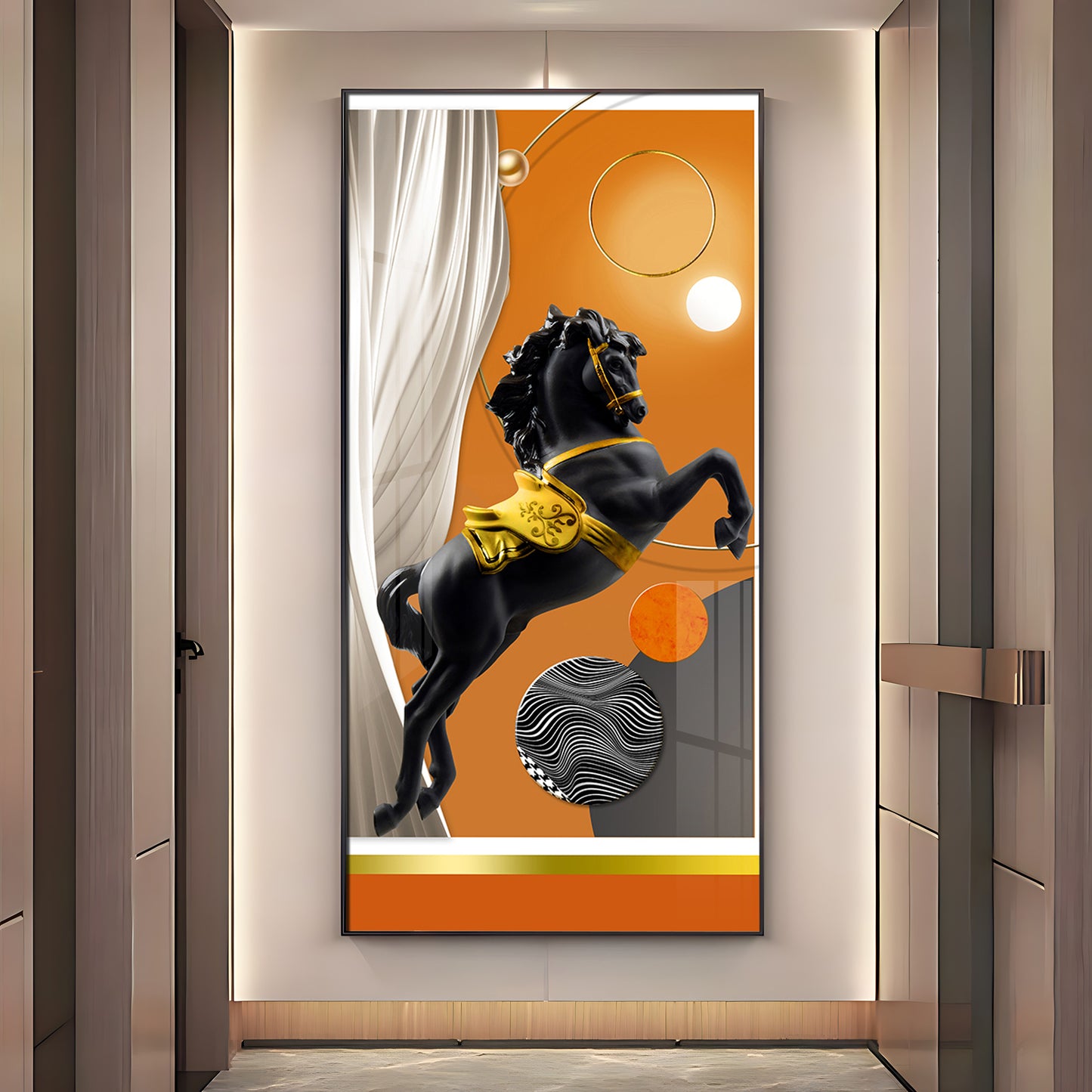 Muscular Black Horse Premium Acrylic Vertical Wall Art