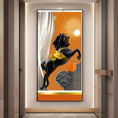 Muscular Black Horse Premium Acrylic Vertical Wall Art