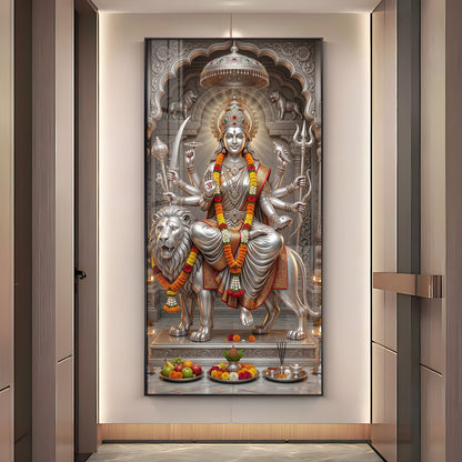 Divine Goddess Maa Durga Premium Acrylic Vertical Wall Art
