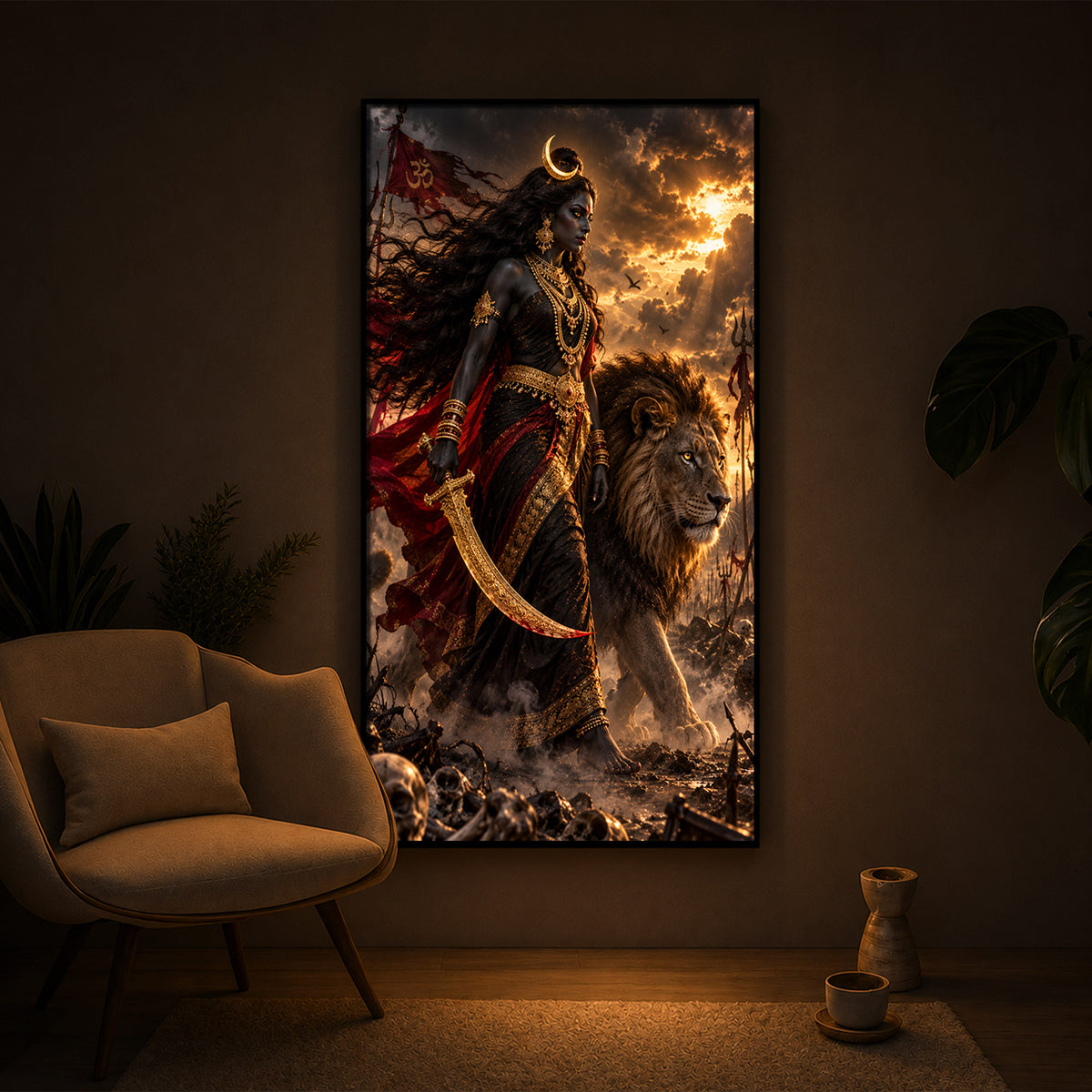 Mata Kali Modern Luxury Backlight Vertical Wall Art