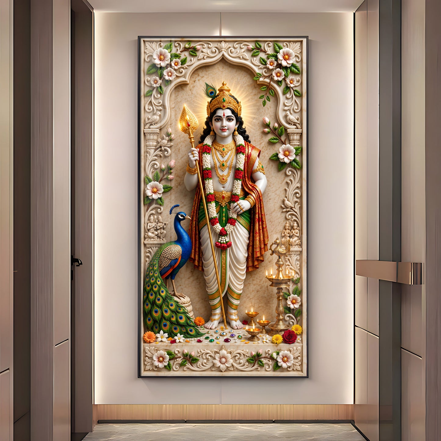 Hindu Deity Of War Lord Murugan Premium Acrylic Vertical Wall Art