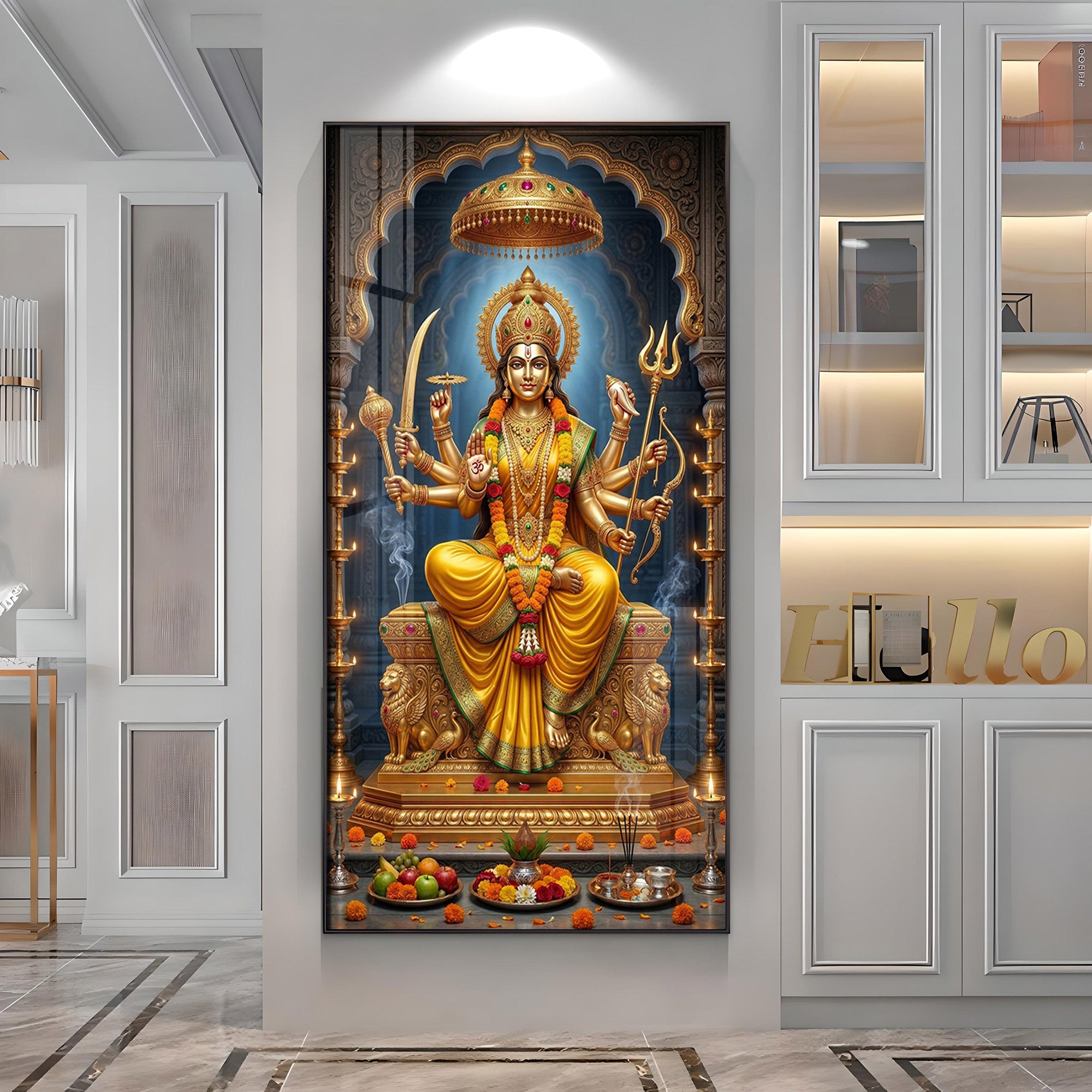 Divine Maa Durga's Blessing Premium Acrylic Vertical Wall Art