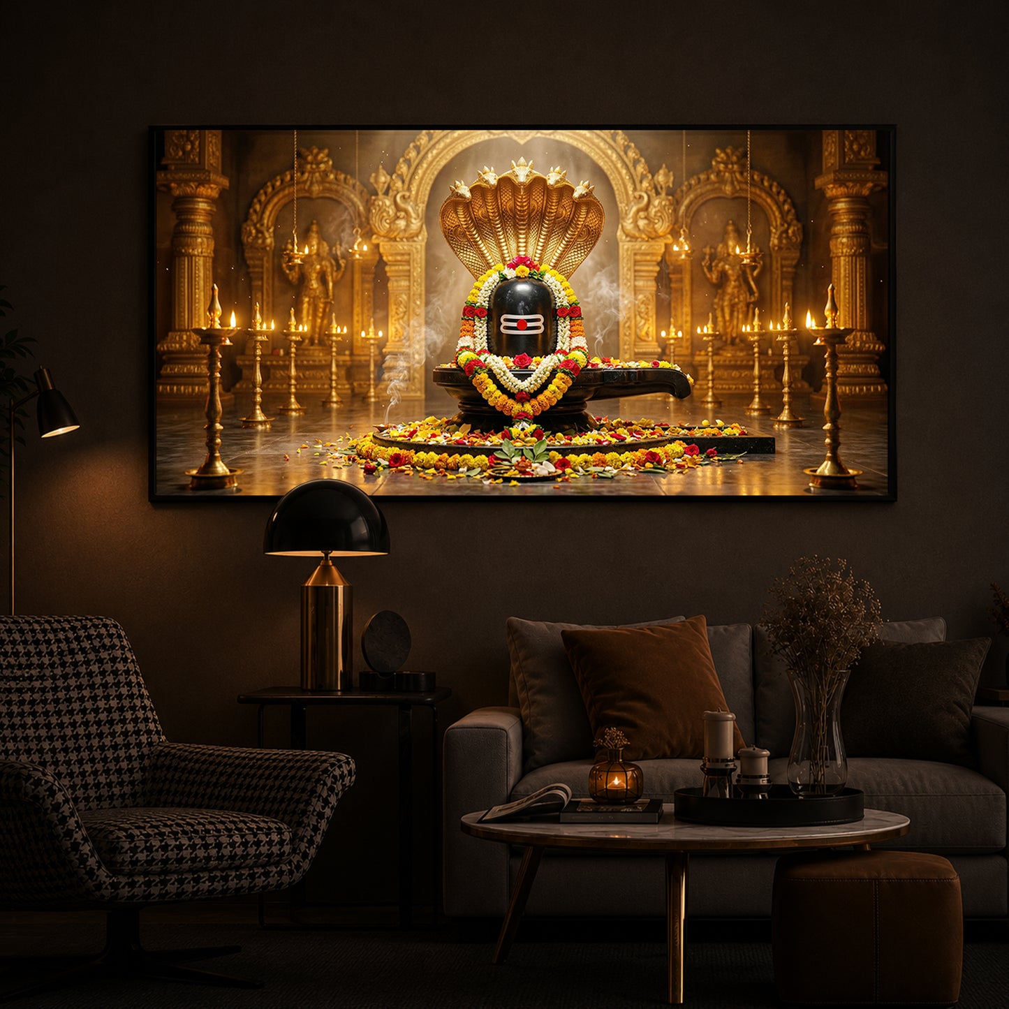 Bholenath Ji Modern Luxury Backlight Horizontal Wall Art