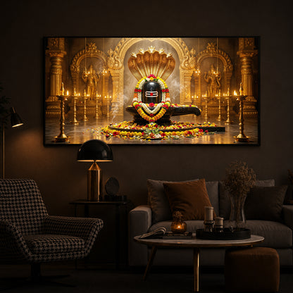 Bholenath Ji Modern Luxury Backlight Horizontal Wall Art