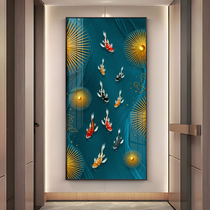 Feng Shui Koi Fish Premium Acrylic Vertical Wall Art
