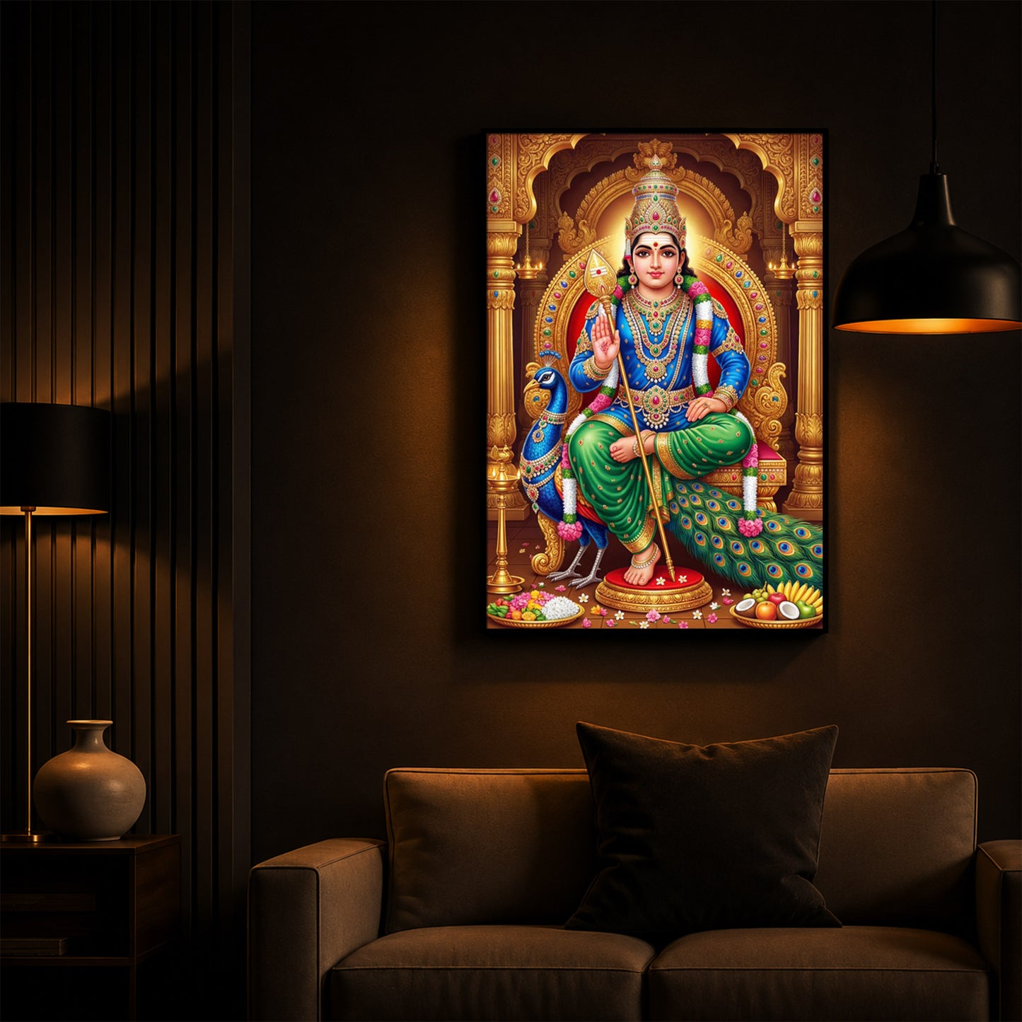 Murugan Bhagwan Modern Luxury Backlight Vertical Wall Art