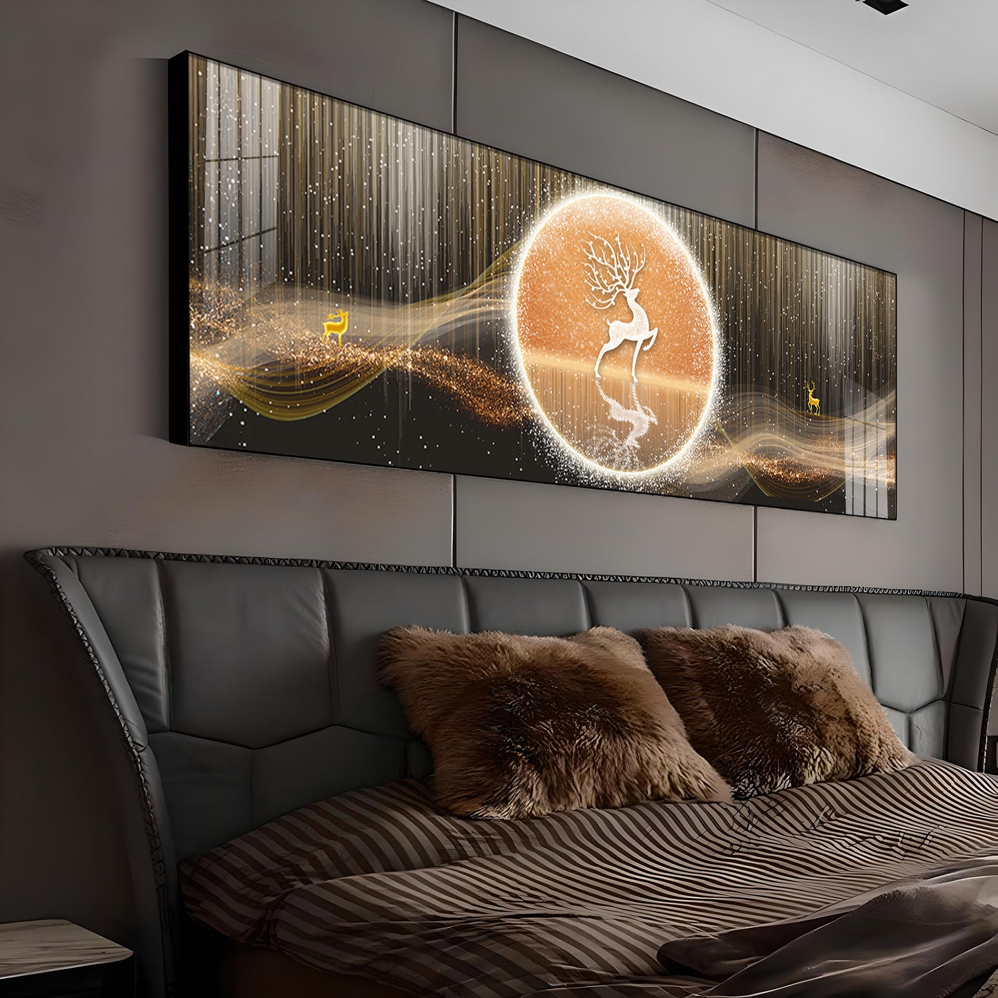 Deer In The Golden Halo Premium Acrylic Horizontal Wall Art