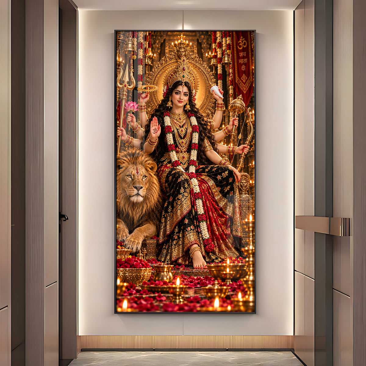 Divine Maa Sherawali Premium Acrylic Vertical Wall Art