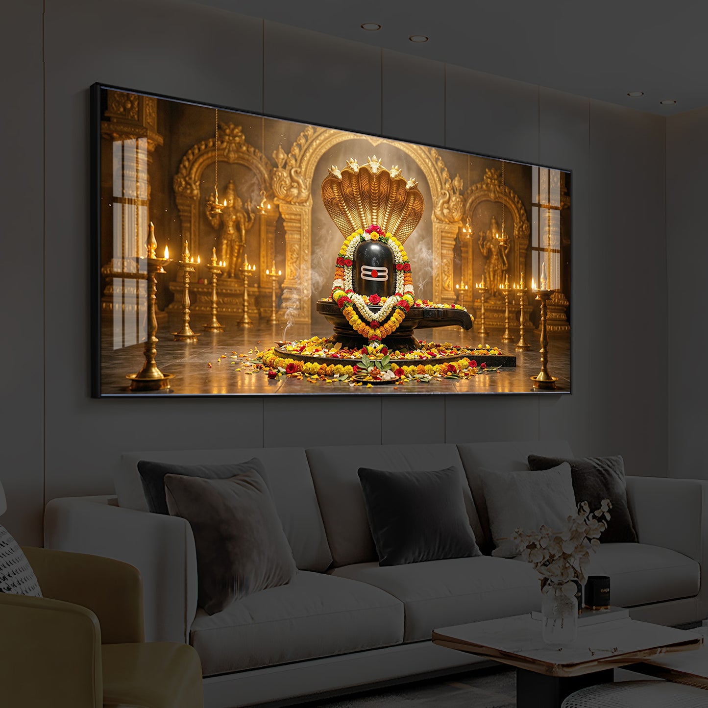 Bholenath Ji Modern Luxury Backlight Horizontal Wall Art