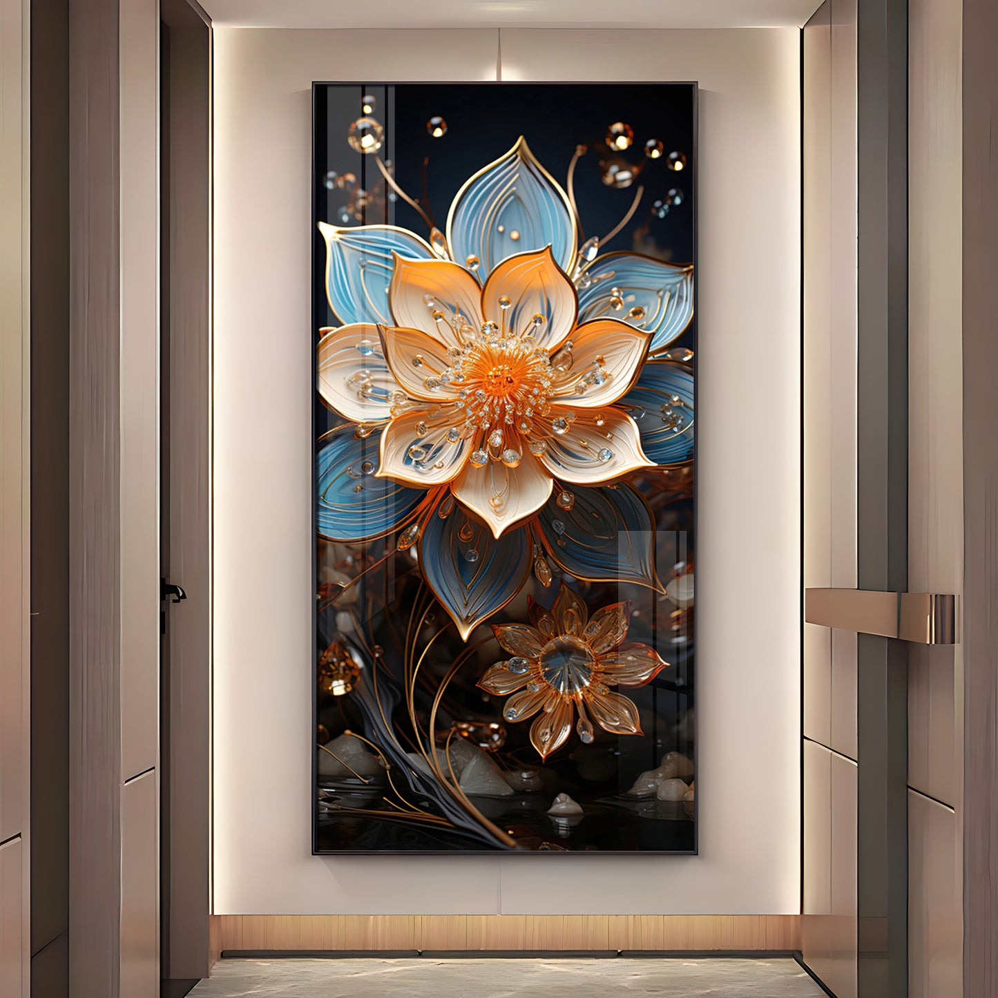 Floral Hallway Harmony Premium Acrylic Vertical Wall Art