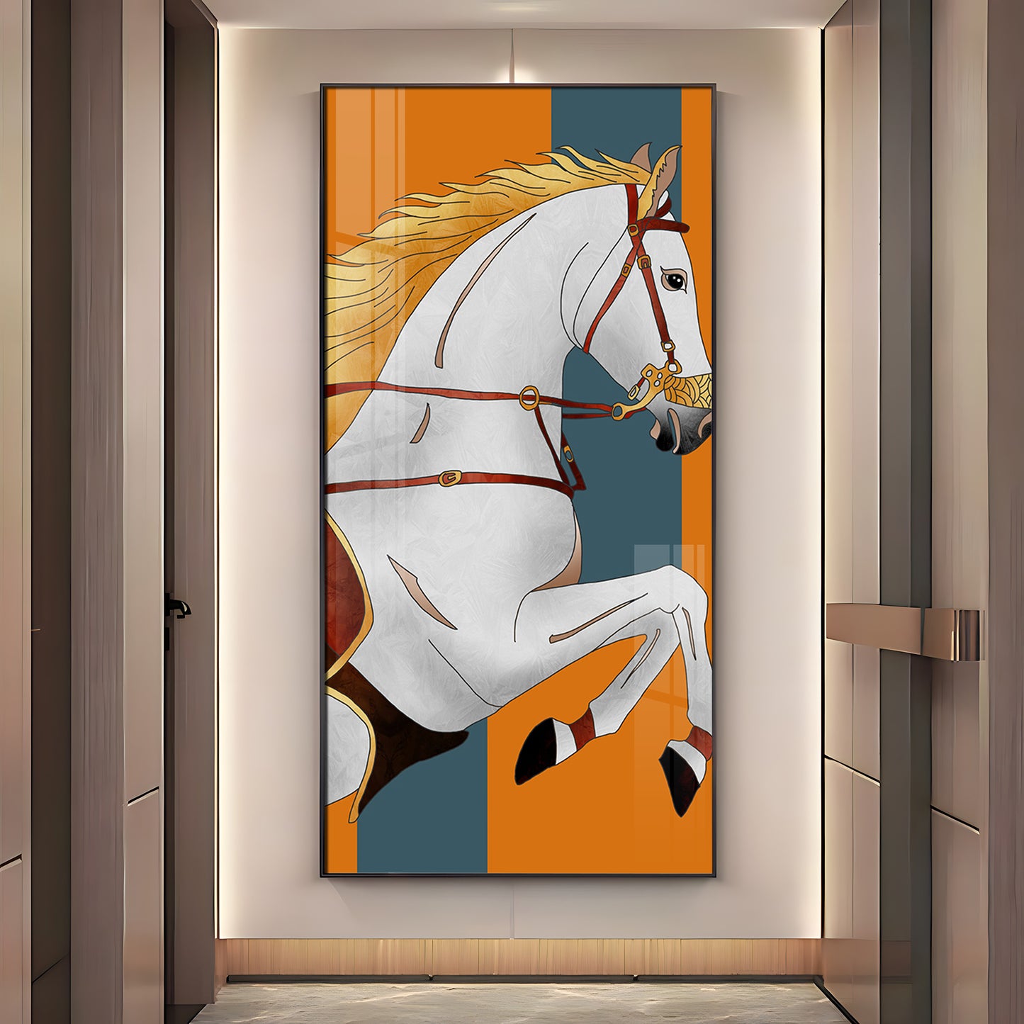 Modern White Horse Premium Acrylic Vertical Wall Art