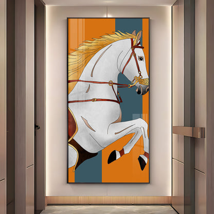 Modern White Horse Premium Acrylic Vertical Wall Art