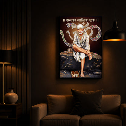 Shirdi Sai Baba Modern Luxury Backlight Vertical Wall Art