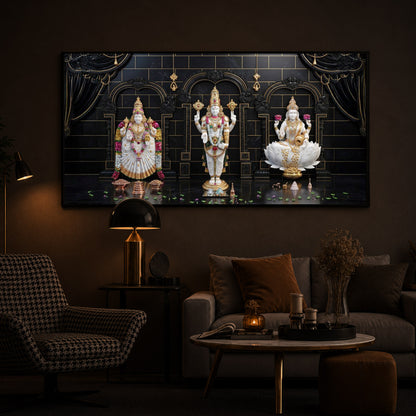 Maa Laxmi & Lord Venkateswara Modern Luxury Backlight Horizontal Wall Art