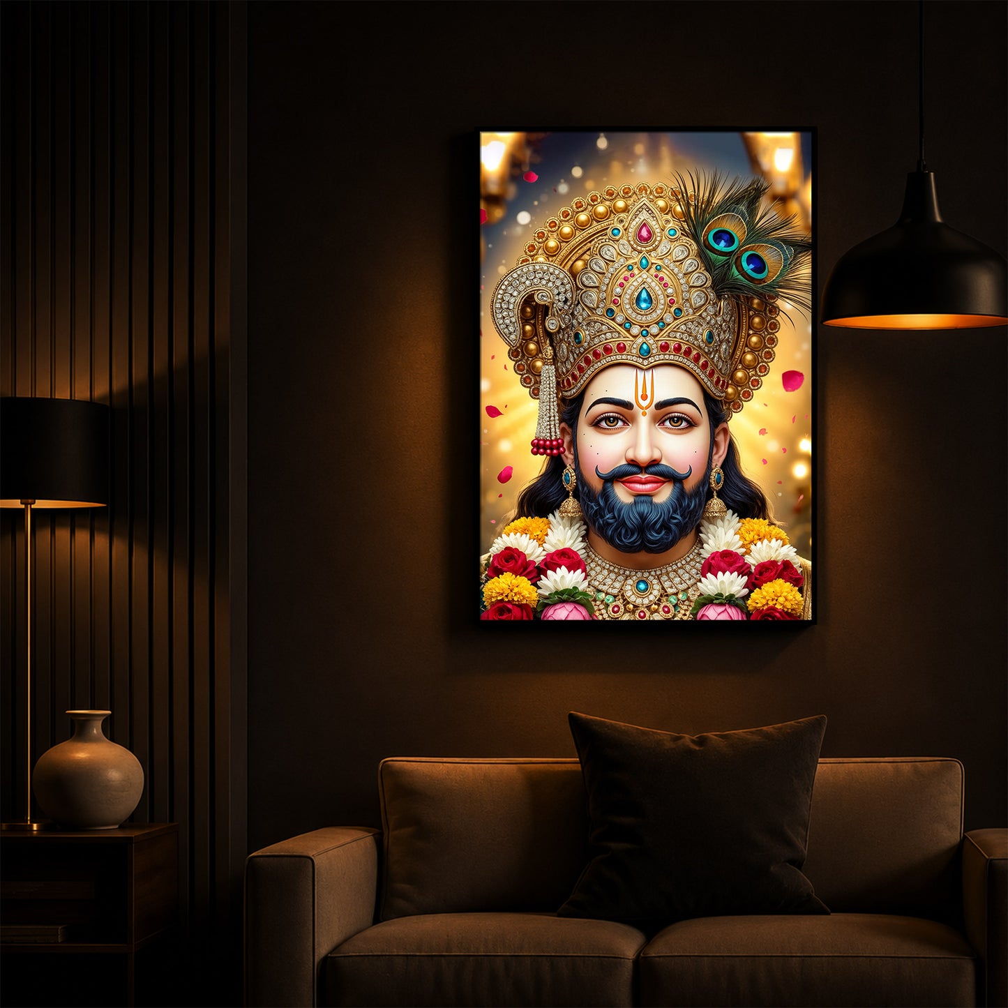 Jai Shri Shyam Modern Luxury Backlight Vertical Wall Art