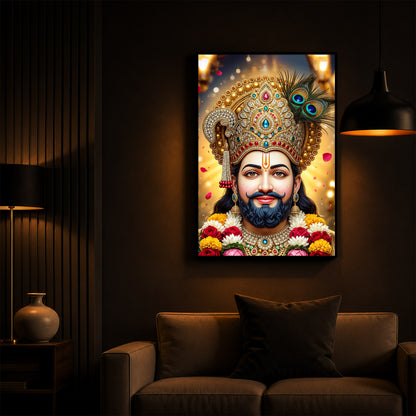 Jai Shri Shyam Modern Luxury Backlight Vertical Wall Art