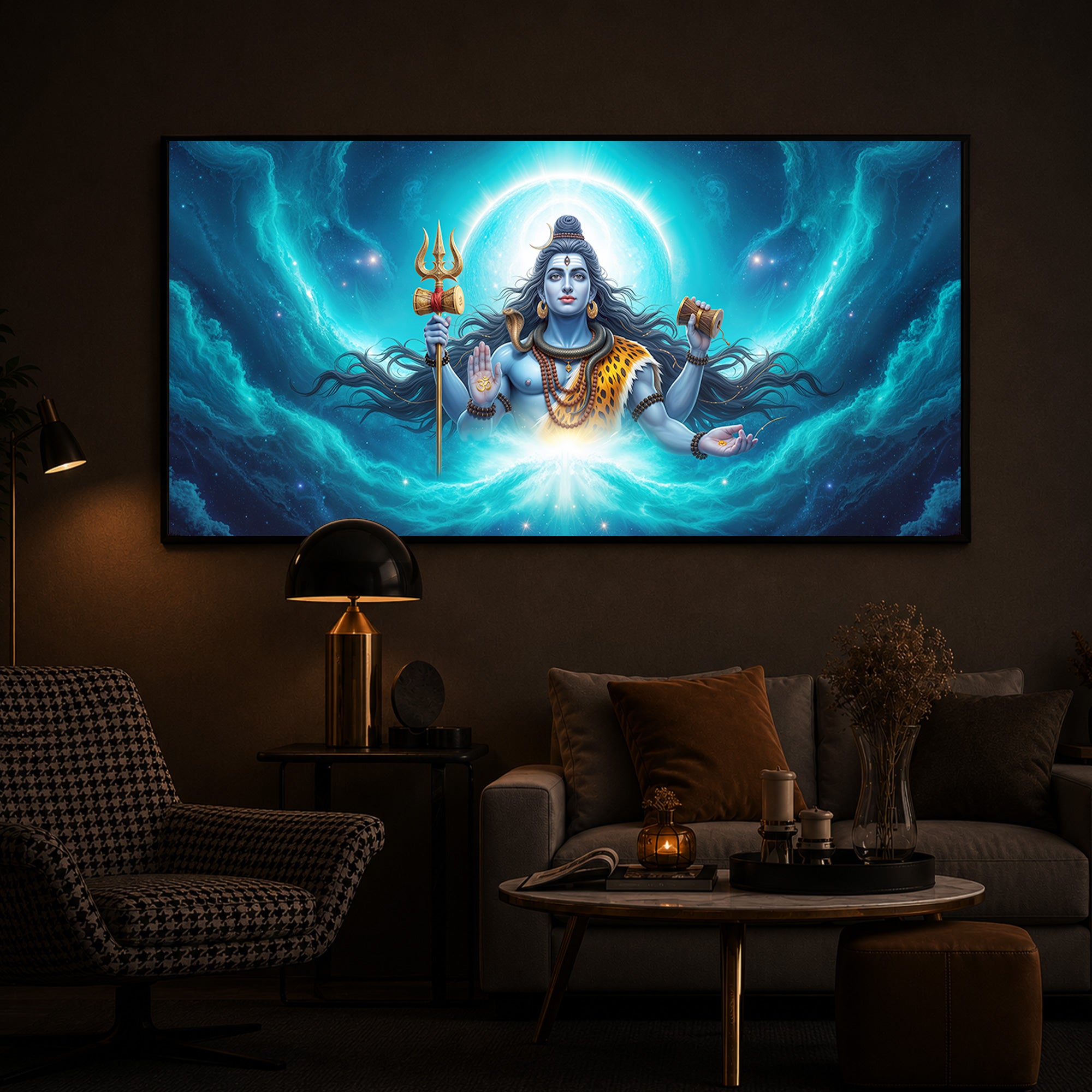 Cosmic Shiva Modern Luxury Backlight Horizontal Wall Art