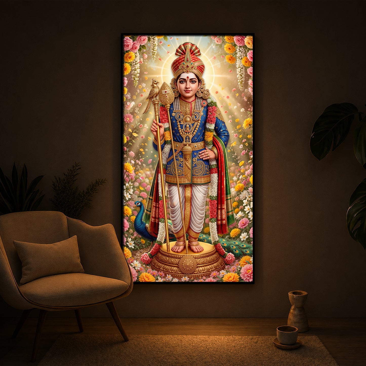Murugan Ji Modern Luxury Backlight Vertical Wall Art