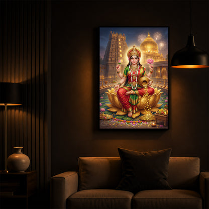 Lakshmi Ji Modern Luxury Backlight Vertical Wall Art