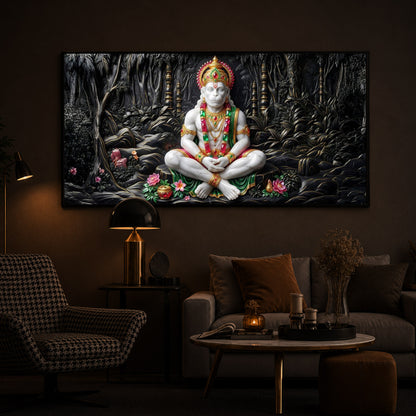 Lord Hanuman Modern Luxury Backlight Horizontal Wall Art