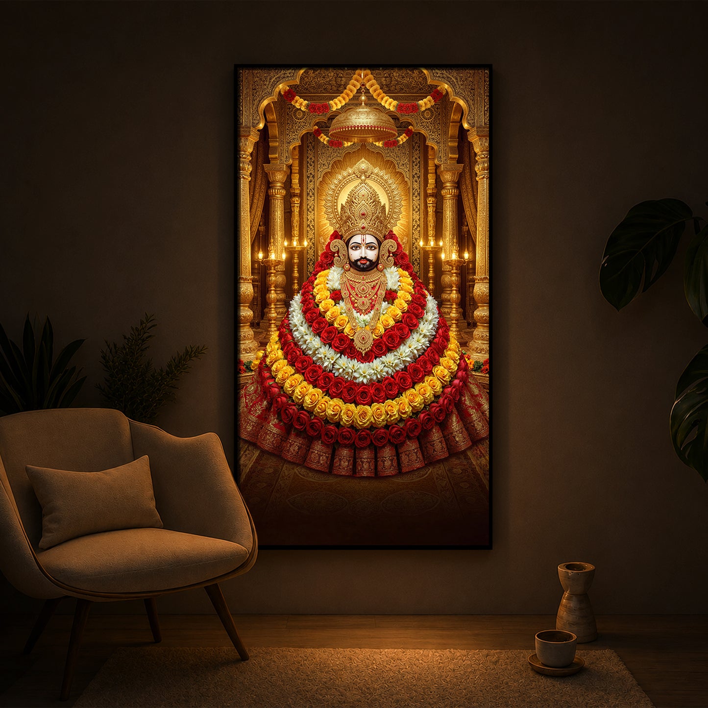 Khatu Shyam Baba Modern Luxury Backlight Vertical Wall Art