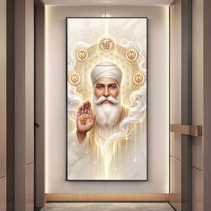 Guru Nanak Ji With Ik Onkar Premium Acrylic Vertical Wall Art