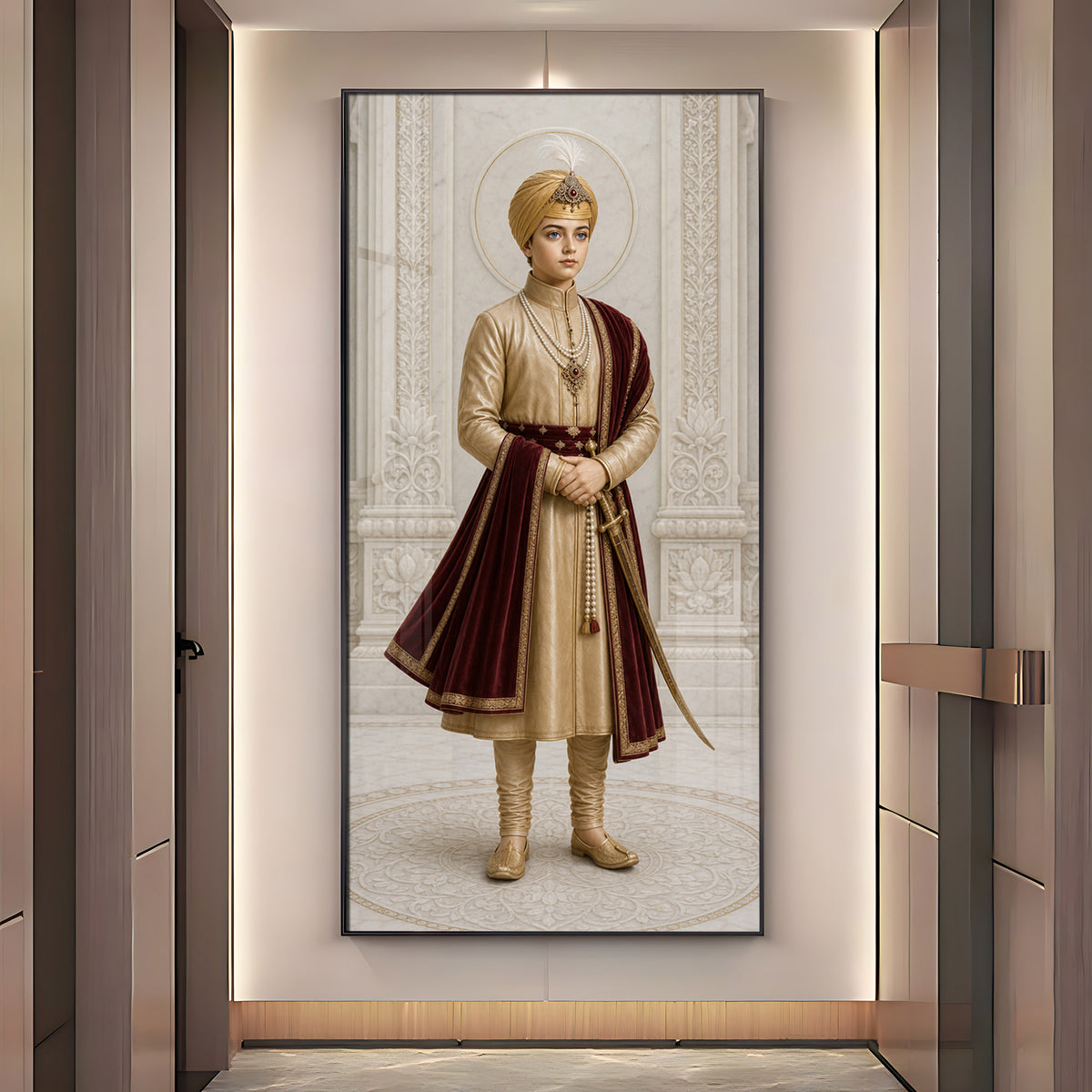 Young Sikh Guru Premium Acrylic Vertical Wall Art