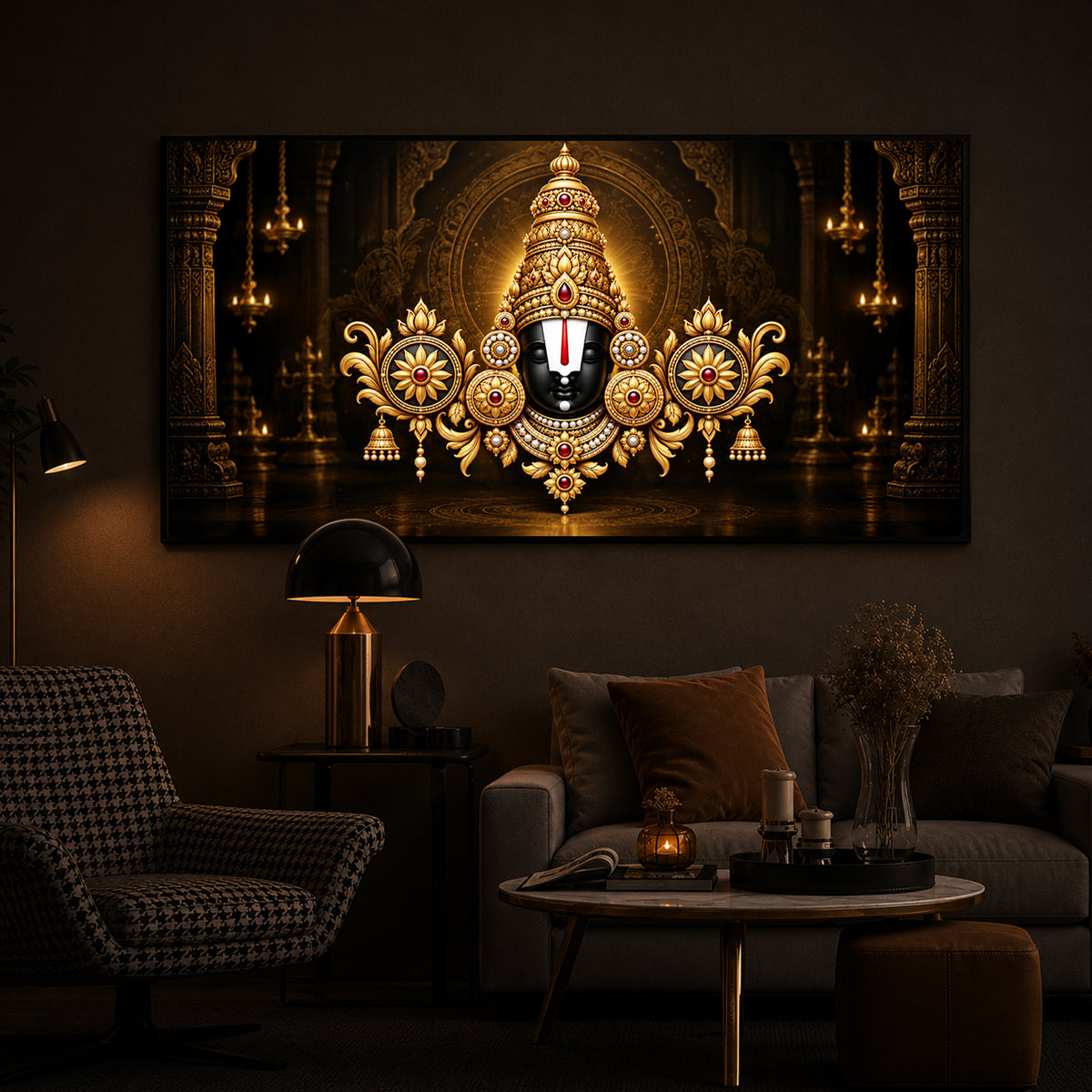 Divine Tirupati Balaji Modern Luxury Backlight Horizontal Wall Art