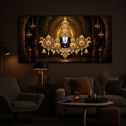 Divine Tirupati Balaji Modern Luxury Backlight Horizontal Wall Art