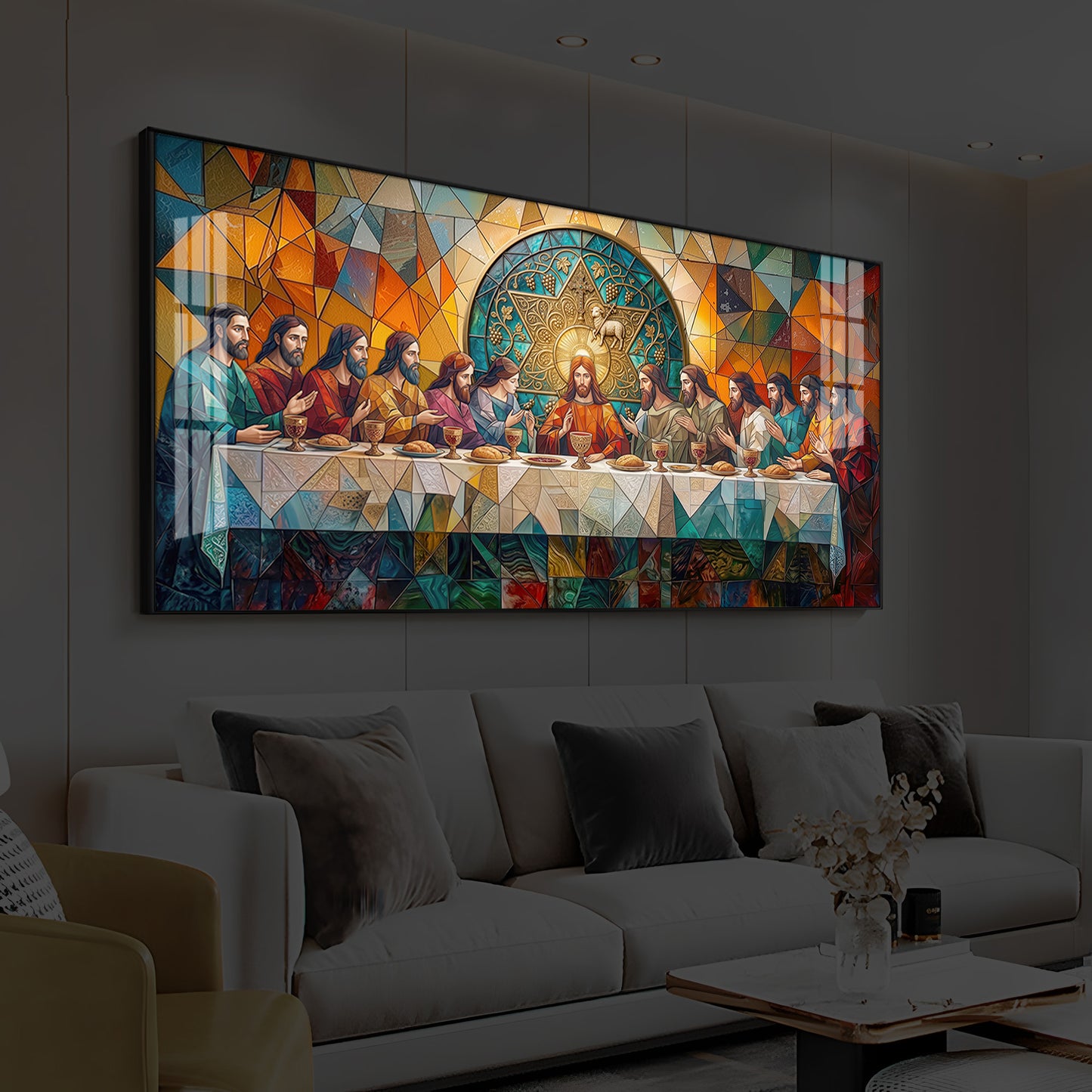 The last Supper Modern Luxury Backlight Horizontal Wall Art