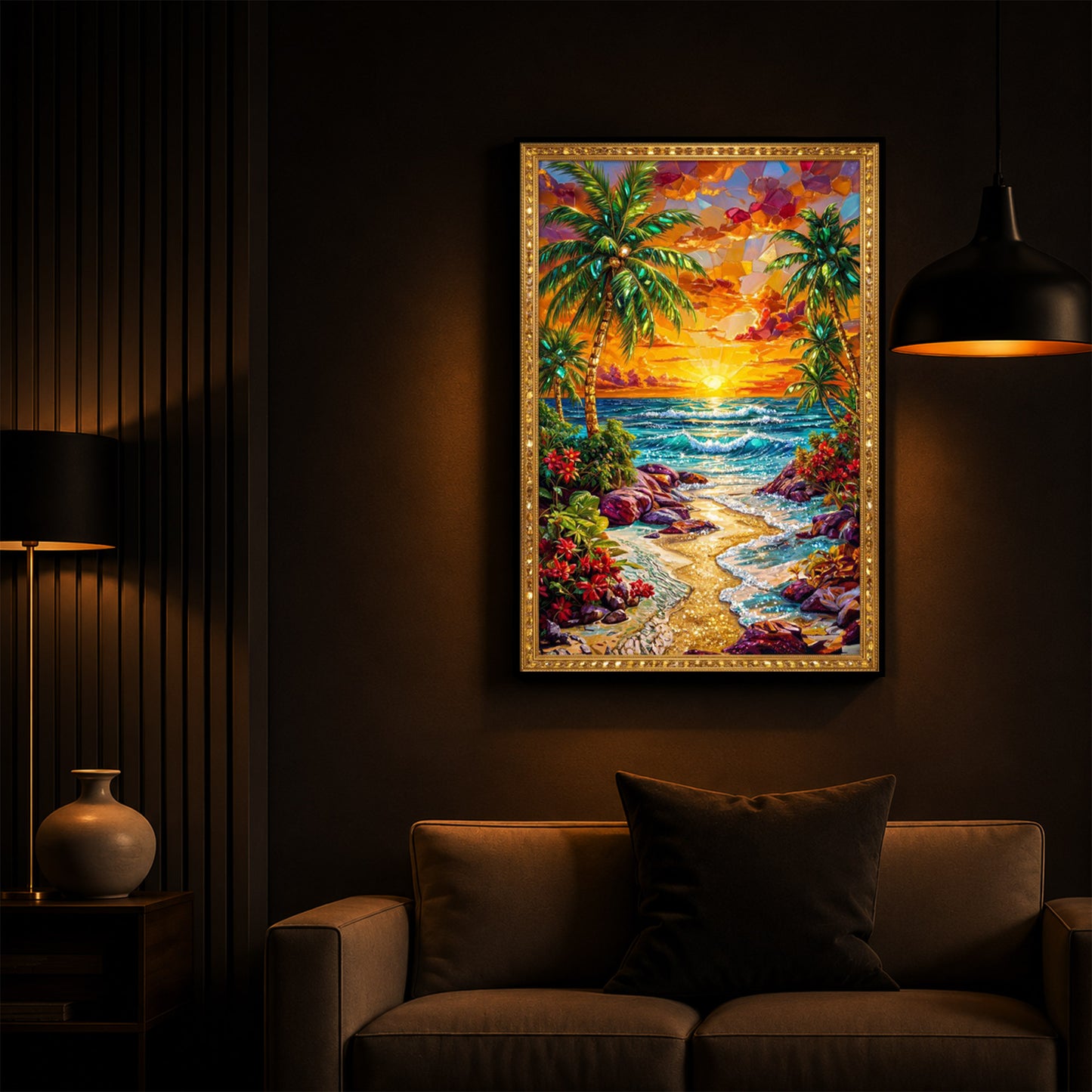 Coastal Bliss Modern Luxury Backlight Vertical Wall Art