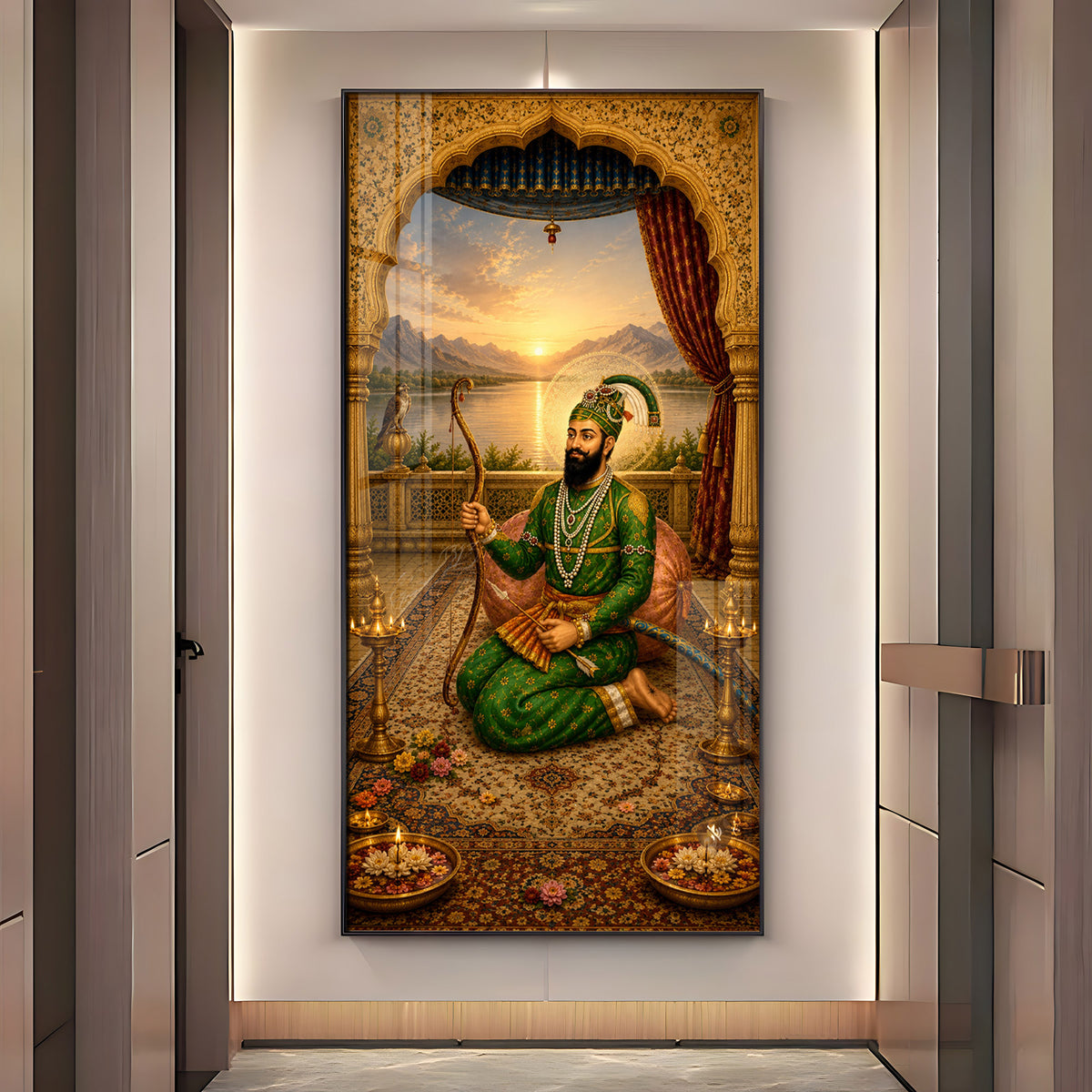 Sacred Guru Gobind Singh Ji Royal Courtyard Premium Acrylic Vertical Wall Art